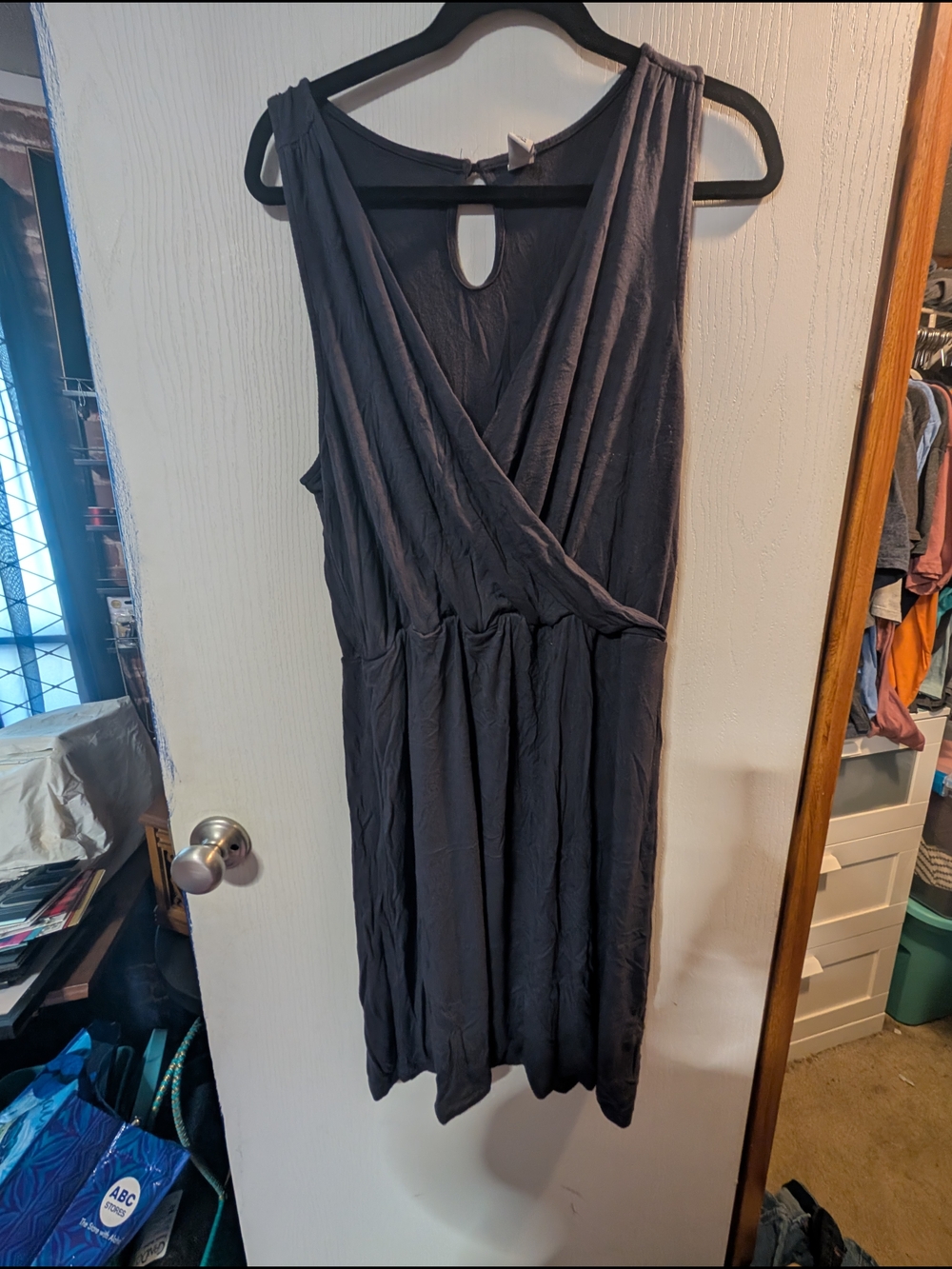 Old Navy Sleeveless Wrap Midi Dress - Charcoal Gray